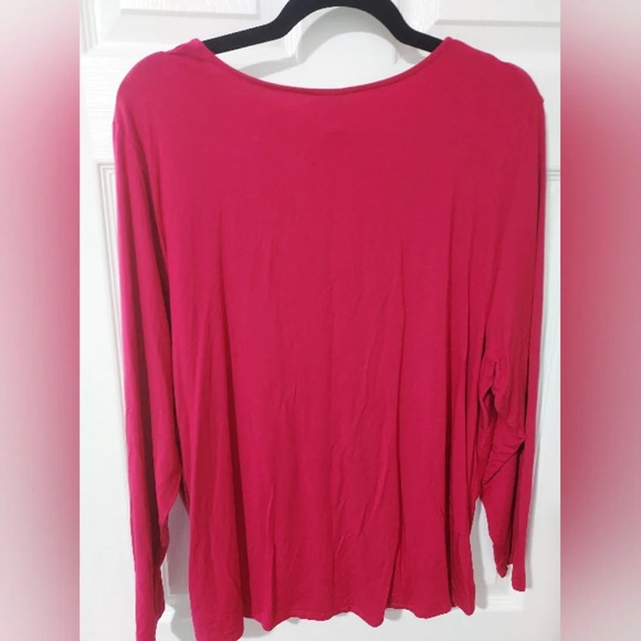Ava & Viv Fushia Pink Long Sleeve V-Neck Wrap Top in Size 2X - Picture 9 of 10